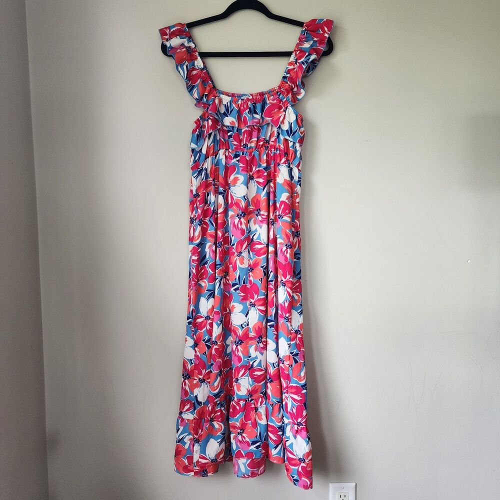 Ophelia Roe (L) Women's Floral Ruffle Midi Dress